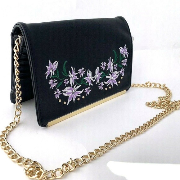 New Neiman Marcus PU Leather Black Crossbody Bag - Picture 2 of 9